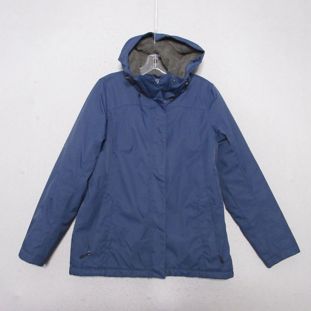 LL Bean Winter Warmer Jacket Women XS Blue Fleece Lined‎ Hike Camp Travel Nylon